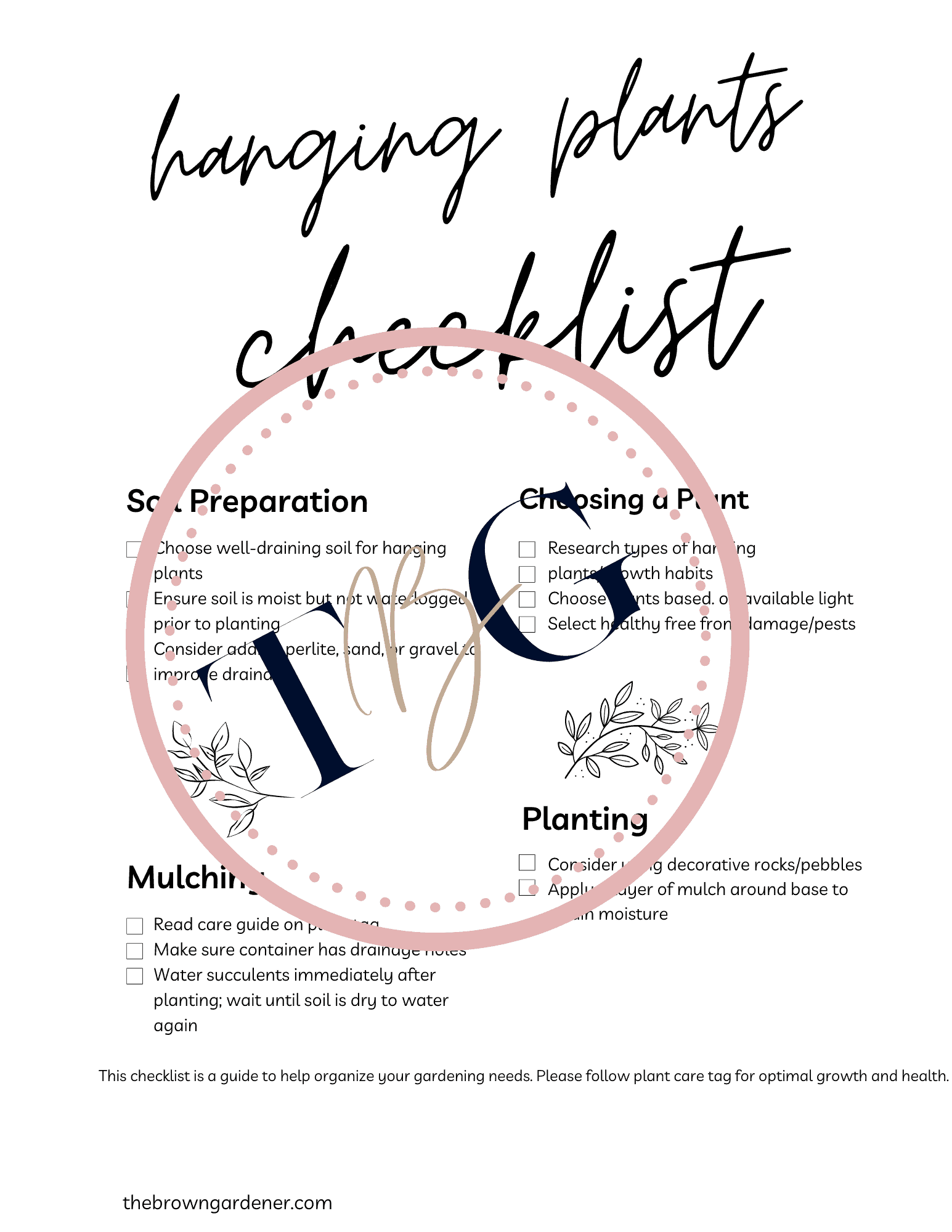 Hanging Plants Checklist - The Brown Gardener